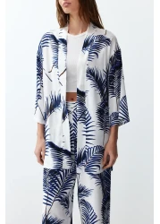  Collection Indigo Patterned Kimono and Trousers Set - Twoss24Au00083
