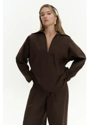 Mai Blenham Brown Shirt Pants Set