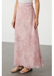  Collection Light Pink Chiffon Maxi Skirt - A-line Fit, Flared Lined, Woven - TWOSS24ET00224