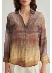  Collection Multicolor Color Transition Chiffon Fabric Regula Regular Fit Woven Shirt Twoss25Go00037