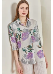 Bianco Lucci Women's Multi Patterned Oversize Shirt