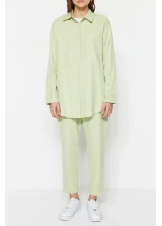  Modest Green Woven Cotton Shirt-Pants Set TCTSS23US00065