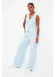  Collection Light Blue Wide Leg Pleated Trousers - Twoss21Pl0189