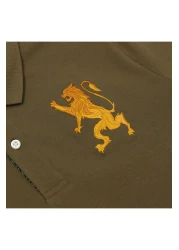 Giordano Men's 3D Lion Polo: Slim Fit, Bold Embroidery, Premium Pique