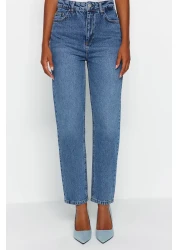  Collection Blue High Waist Mom Jeans TWOAW24JE00076