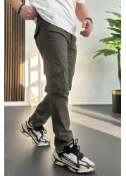 Edwox Green Men's Cargo Pants with Pockets, Regular Fit Edw232