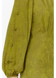  Modest Khaki Jacquard Floral Woven Dress TCTSS24EB00064