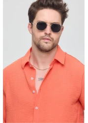 GEİO قميص كتان بقصة كبيرة الحجم للرجال