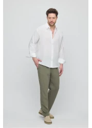 GEİO Men's Oversize Cut Linen Shirt