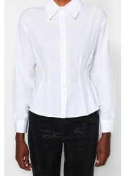  Collection قميص منسوج من القطن باللون البني الفاتح - مناسب للخصر، مناسب TWOAW24GO00186