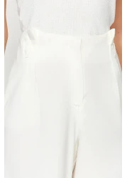  Collection إكرو ارتفاع الخصر واسعة الساق واسعة الساق السراويل المنسوجة TWOAW24PL00332