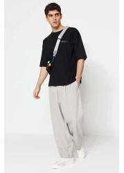  Collection تي شيرت قطني أسود كبير الحجم - TMNSS23TS00084