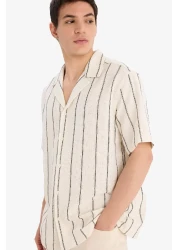 Defacto Regular Fit Apache Collar Summer Striped Short Sleeve Shirt E4944Ax25Sp