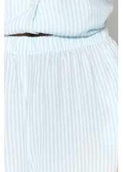  Collection Blue Striped Viscose Shirt-Pants Woven Pajamas Set THMSS21PT0159