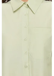  Modest فستان قميص منسوج بأزرار كاكي فاتح TCTSS24EB00137