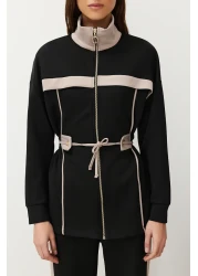  Modest طقم علوي وسفلي من قماش سكوبا أسود - مضلع، TCTAW24US00071