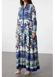  Modest Viscose Woven - Blue Floral Patterned Dress TCTSS24EB00221