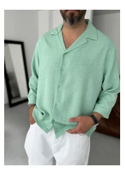 BYBASICMAN قميص بأكمام فقيرة من قماش صوفيا باللون الأخضر النعناعي RES-5207