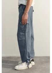  Collection Navy Blue Limited Edition - Tie-Up Cargo Trousers Tmnss23Pl00035