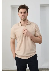 RAVANELLI Men's Non-Shrink Cotton Fabric Slim Fit Slim Fit Polo Neck T-Shirt