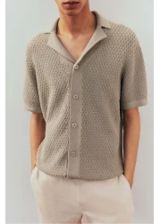 H&M Regular Fit Textured-knit Resort Shirt