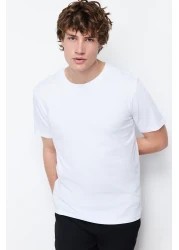  Collection White Slim/Narrow Cut Short Sleeve 100% Cotton Crew Neck T-Shirt Tmnss19Bo0001