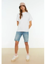  Collection White 100% Cotton Basic Regular/Normal Fit Stand Collar Knitted T-Shirt Twoaw20Ts0096