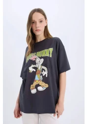 Defacto Coool Looney Tunes Oversize Wide Fit Crew Neck Short Sleeve T-Shirt D9129Ax25Sm