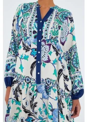 Bigdart فستان حجاب نسائي من الفيسكوز باللون الأزرق الداكن والأخضر - 2423