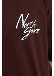  Collection تي شيرت قطني مطبوع كبير الحجم باللون البني - TMNSS20TS1099