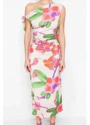  Collection Limited Edition Multicolor Floral Printed Knitted Maxi Stretchy Pencil Dress TWOSS24EL00563