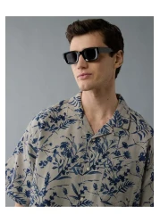 American Eagle Ae Poolside Striped Button-up Shirt