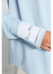  Collection Sagaza Studio Light Blue Poplin Shirt - Drawstring Detail, Woven TPRAW22GO1191