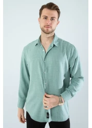 YXC Oversize Long Sleeve Easy-Ironing Sweat-Absorbing Breathable 4 Season Relaxed Fit Men's Linen Shirt