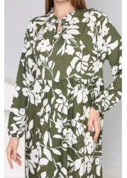 mervemoda قماش قطني منسوج - فستان صيفي نسائي بأكمام طويلة