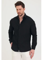 COOL TARZ قميص رجالي بأكمام طويلة وقصة ضيقة ومفصلة ذاتية الخط