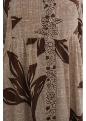 Bigdart 2423 Authentic Patterned Hijab Dress - F.Beige