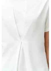  Collection Ecru Front Pleat Detailed Regular/Normal Fit Crew Neck Knitted Blouse Twoss24Bz00302