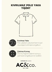 AC&Co / Altınyıldız Classics Navy Blue Slim Fit Polo Collar Men's T-Shirt - Non-Shrinkable Cotton Fabric