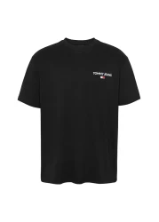 Tommy Hilfiger تي شيرت تومي هيلفيغر رجالي أسود بقصّة عادية وطبعة خطية من الخلف