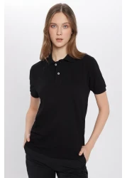 Tudors Men's Slim Fit Slim Fit Cotton Soft Texture Breathable Fabric Non-Curling Collar Black Polo Collar T-Shirt