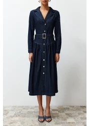  Collection فستان طويل من قماش الدنيم مع حزام - TWOSS24EL00776