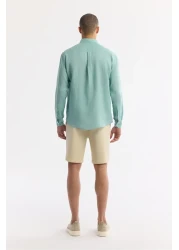 Avva Men's Mint Green Comfort Fit 100% Linen Button Collar Shirt B002191