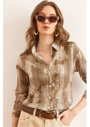 Olalook قميص نسائي بني اللون متدرج ذو ملمس عادي GML- 19001297