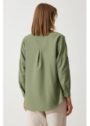 Happiness İstanbul Women's Khaki Oversize Long Basic Shirt DD00842