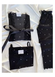 Pijamacs Black Heart Patterned Pegasus Pajama Set with Apron