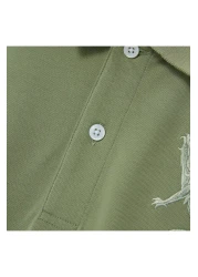 Giordano Men's 3D Lion Polo: Slim Fit, Bold Embroidery, Premium Pique