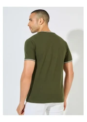 Styli Pique Knit Ringer Regular T-Shirt with Twin Tipping