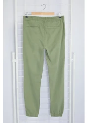  Collection Light Khaki Elastic Waist Tie Jogger Fit Gabardine Trousers Tmnss20Pl0056