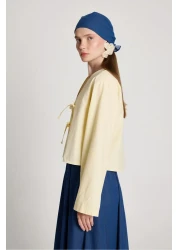 minaaise Women's Yellow Poplin Front Tie Blouse 29085